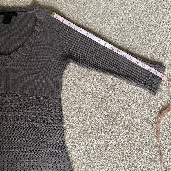 Calvin Klein  tunic sweater v-neck metallic thread Medium - Picture 7 of 13